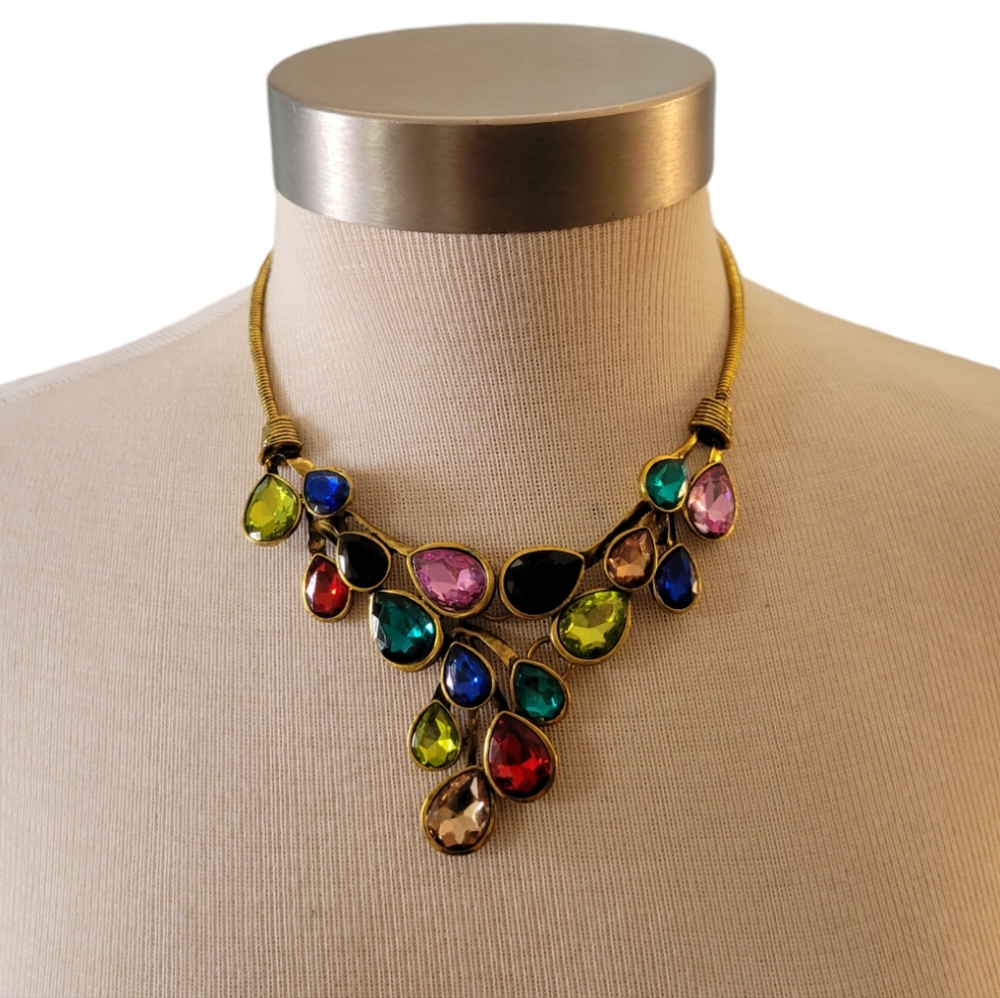 Multicolored Statement Necklace 16" - image 1